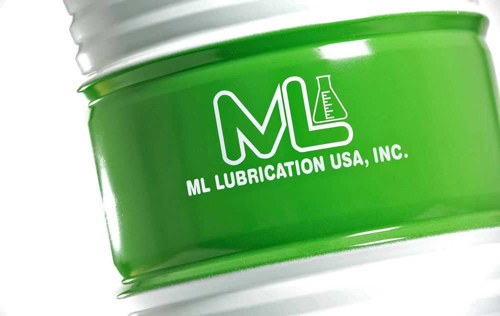 ML Lubrication Logo on a container